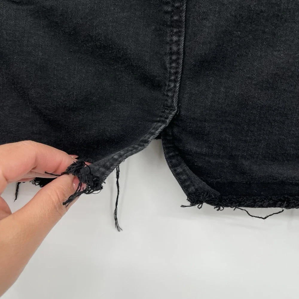 Kancan Jean Skirt Women S Black Denim Short Mini Raw Fray‎ Hem Stretch Med Wash